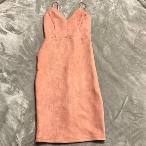 Pink Suede Midi Dress